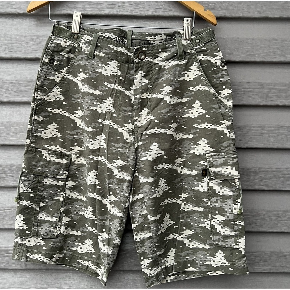 Men's Alpha Industries Military Standard Cargo Shorts Camouflage Size 29 Belt